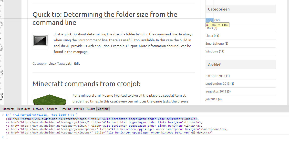 Chrome Developer XPath
